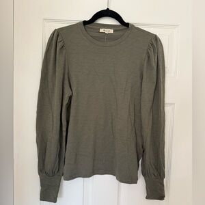 NWT Madewell Puff-sleeve olive green shirt